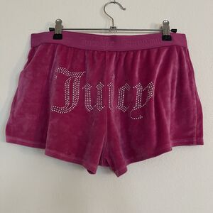 Juicy Couture Bling Pink Soft Velvet Sleepwear Lounge Shorts Women's SZ L